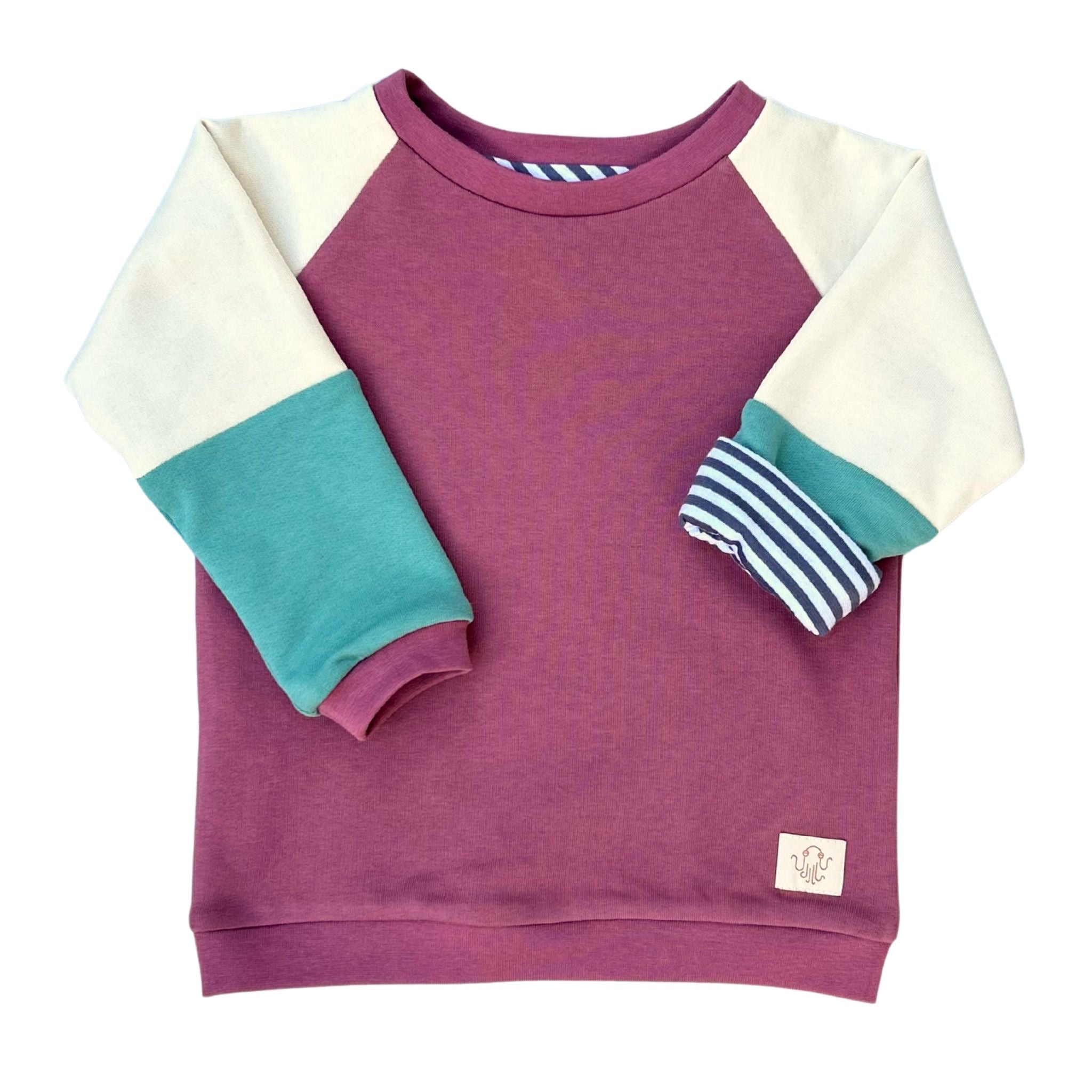 Mitwachsender warmer Pullover Kinder | Bio Baumwolle | Creme- Altrosa