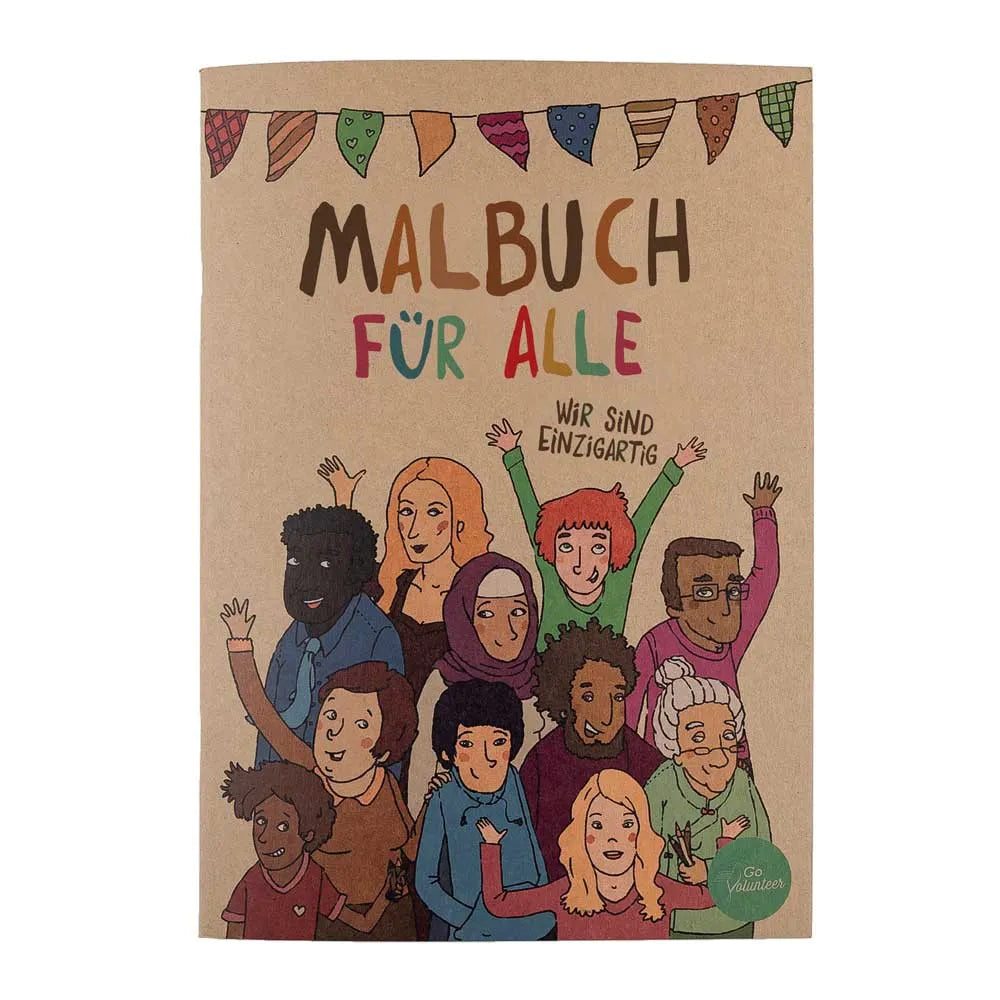 Malbuch für alle. Wir sind einzigartig. Viele diverse Menschen auf dem Cover