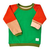 Mitwachsender warmer Pullover Kinder | Bio Baumwolle | Grün Rot Olive