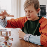 Mitwachsendes leichtes Langarmshirt aus Baumwolljersey Kinder | Waldgrün - Rostorange - Himmelblau