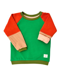 Besondere Kinderkleidung | limited Edition Grün Rot Olive | mitwachsender Kuschelpulli