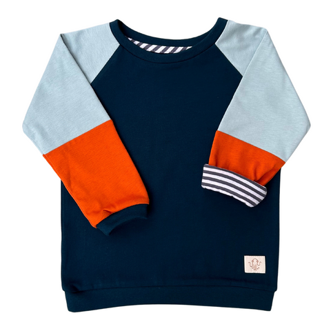 Faires Langarmshirt Kinder | Lou Blau Rostorange