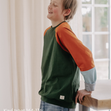 Mitwachsendes leichtes Langarmshirt aus Baumwolljersey Kinder | Waldgrün - Rostorange - Himmelblau