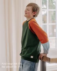 Mitwachsendes leichtes Langarmshirt aus Baumwolljersey Kinder | Waldgrün - Rostorange - Himmelblau