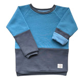 Mitwachsender warmer Pullover Kinder | Bio Baumwolle | Flieder - Dunkelgrau | Ozeanblau - Dunkelgrau