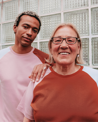 Raglan Shirt aus fairer Bio-Baumwolle | Colorblock Rosa/Caramel