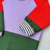 Mitwachsender warmer Pullover Kinder | Bio Baumwolle | Flieder - Waldgrün - Rot