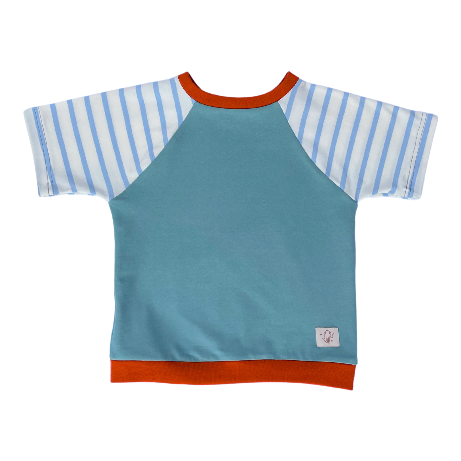 Mitwachsendes Kurzarm T-Shirt für Kinder in Blau aus Bio-Baumwolle im Unisex-Schnitt