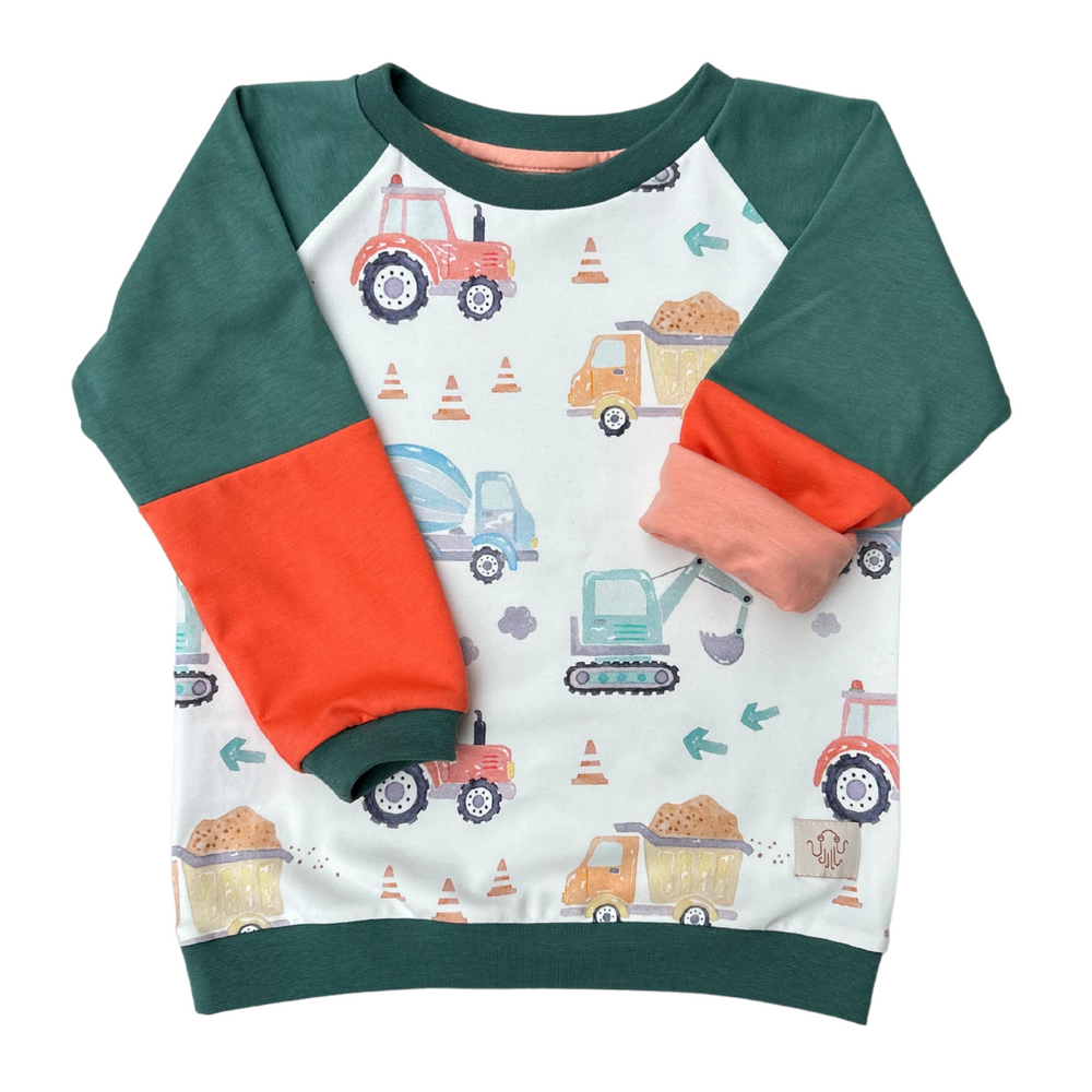 Luftig leichtes Langarmshirt aus Baumwolljersey Kinder | Baustellenfahrzeuge