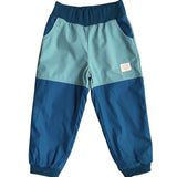Mitwachsende Kinderhose ganzjährig | Bio-Popeline | Dunkle Minze-Blau | Flieder-Blau