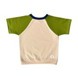 Mitwachsendes T-Shirt Kinder | Baumwolljersey | Avocadogrün - Creme - Marineblau