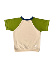 Mitwachsendes T-Shirt Kinder | Baumwolljersey | Avocadogrün - Creme - Marineblau