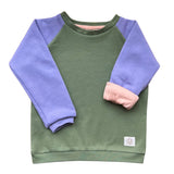 Mitwachsender warmer Pullover Kinder | Bio Baumwolle | Olive - Flieder