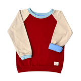 Mitwachsendes leichtes Langarmshirt aus Bio Baumwolljersey Kinder | Rot - Creme