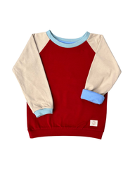 Mitwachsendes leichtes Langarmshirt aus Bio Baumwolljersey Kinder | Rot - Creme