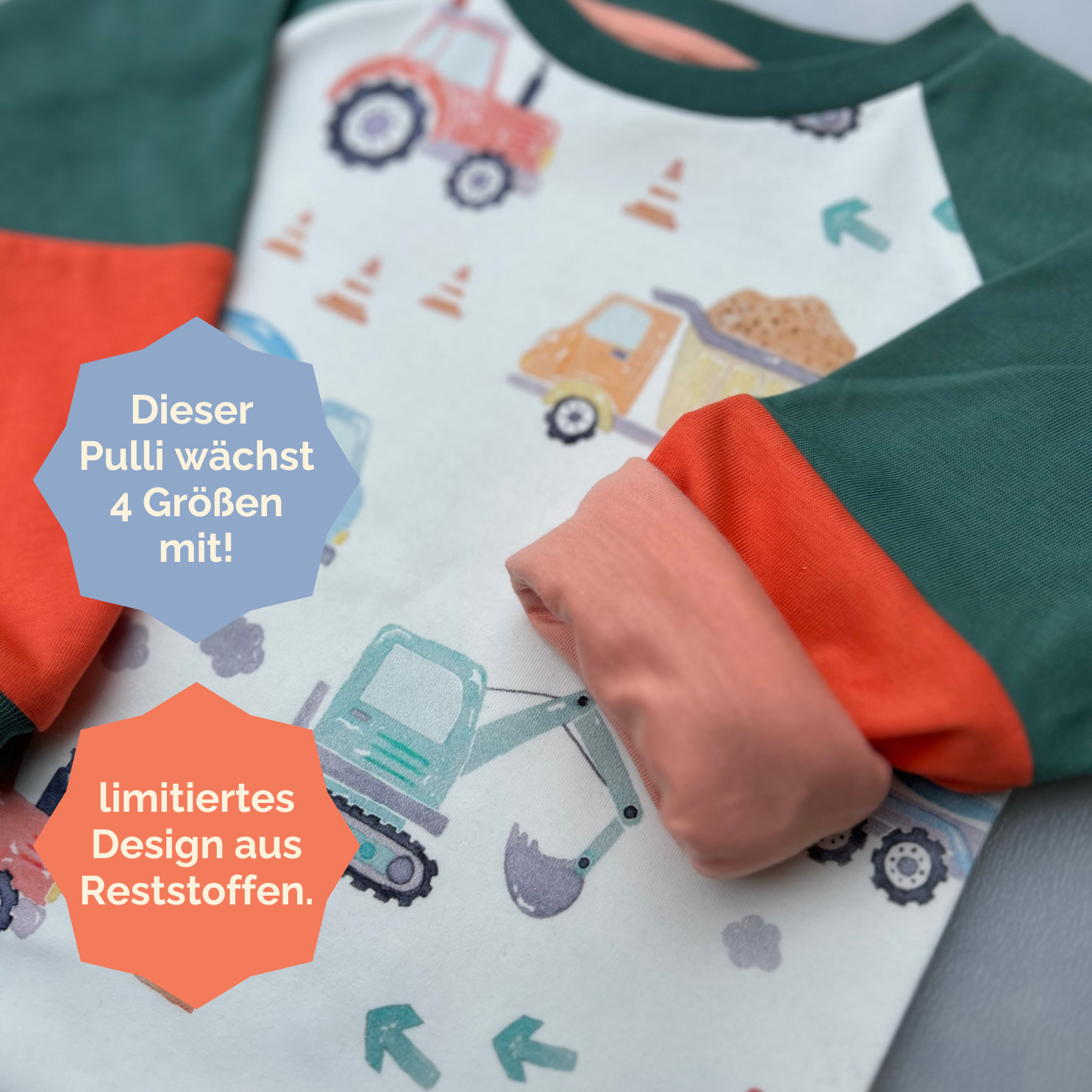 Luftig leichtes Langarmshirt aus Baumwolljersey Kinder | Baustellenfahrzeuge