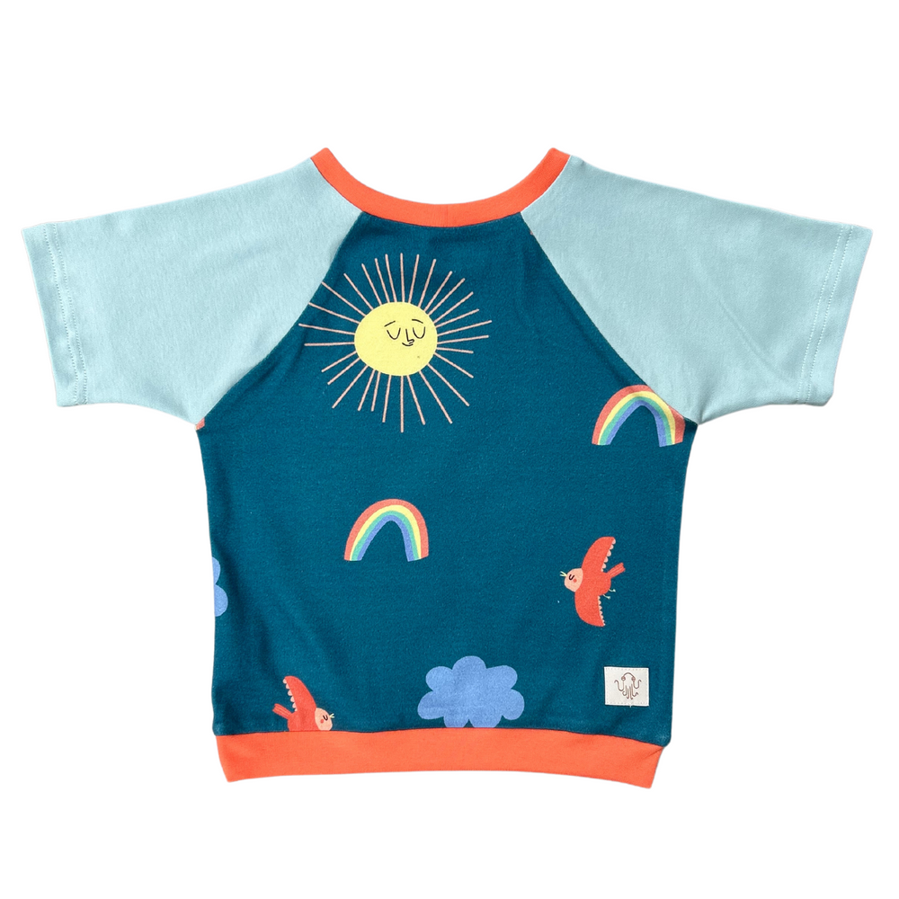 Organic children’s clothing rainbow t-shirt that grows with you 