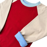 Mitwachsendes leichtes Langarmshirt aus Bio Baumwolljersey Kinder | Rot - Creme