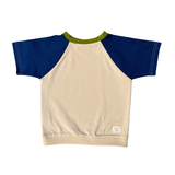 Mitwachsendes T-Shirt Kinder | Baumwolljersey | Avocadogrün - Creme - Marineblau