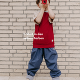 Mitwachsendes leichtes Langarmshirt aus Bio Baumwolljersey Kinder | Rot - Creme