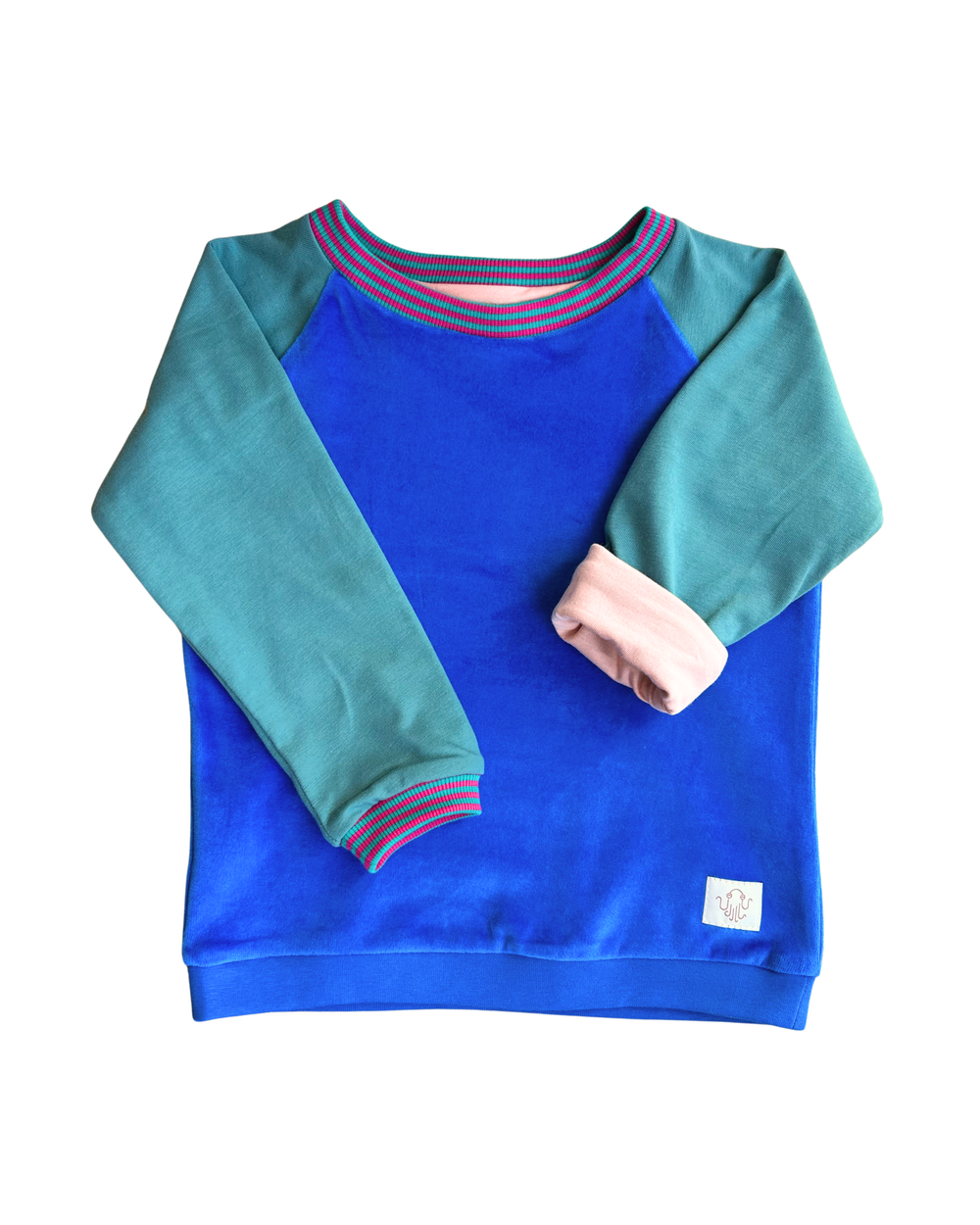 26. Mitwachsender Sweater Kinder ganzjährig | Nicki + Bio Jersey | Blau - Grün