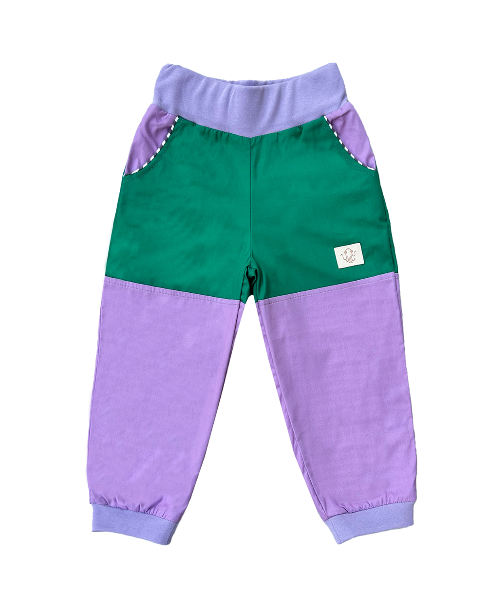 Mitwachsende Kinderhose ganzjährig | Bio-Popeline | Flieder - Grün