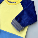 Mitwachsender warmer Pullover Kinder | Bio Baumwolle |  | Zartgelb - Blau