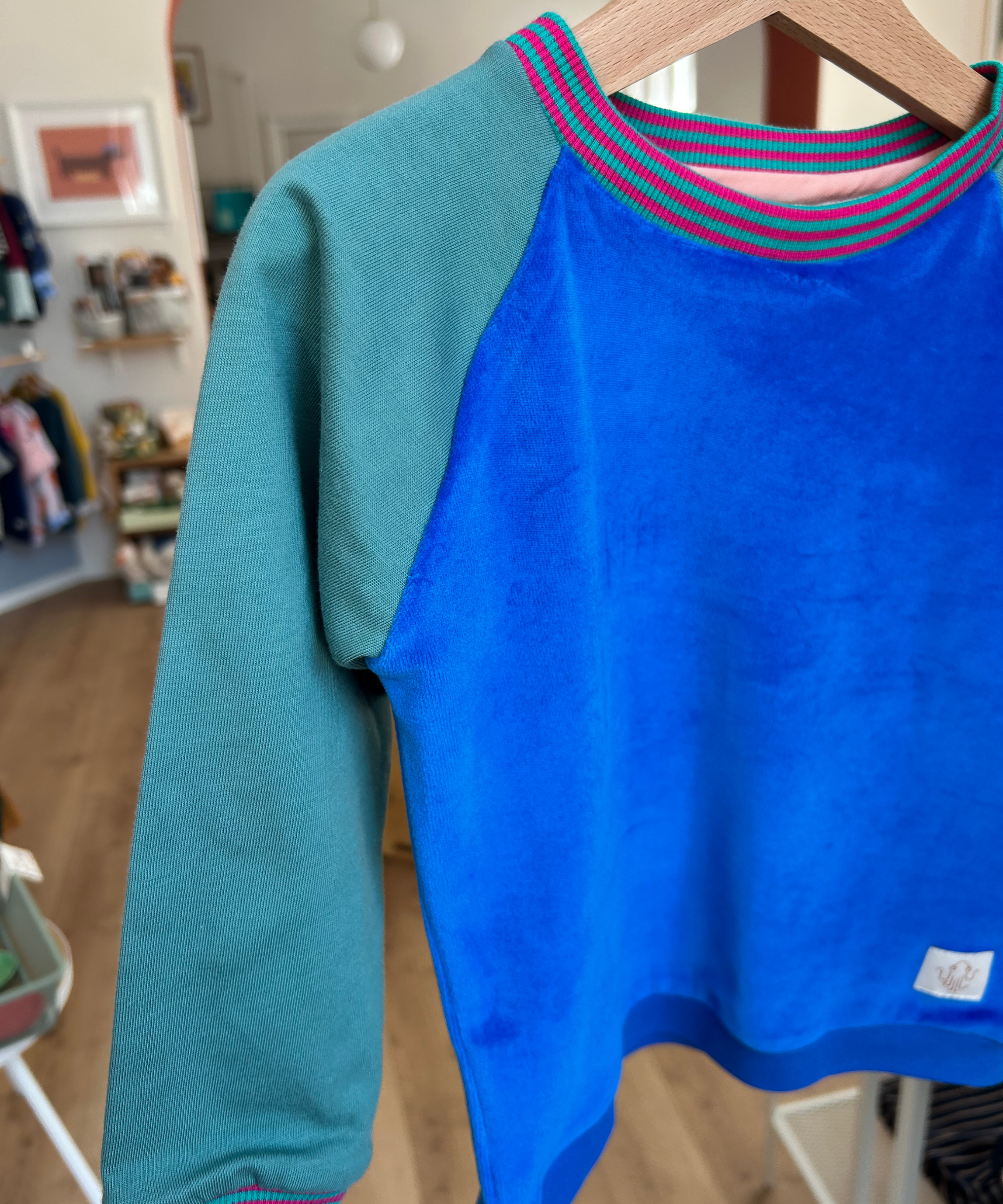 26. Mitwachsender Sweater Kinder ganzjährig | Nicki + Bio Jersey | Blau - Grün