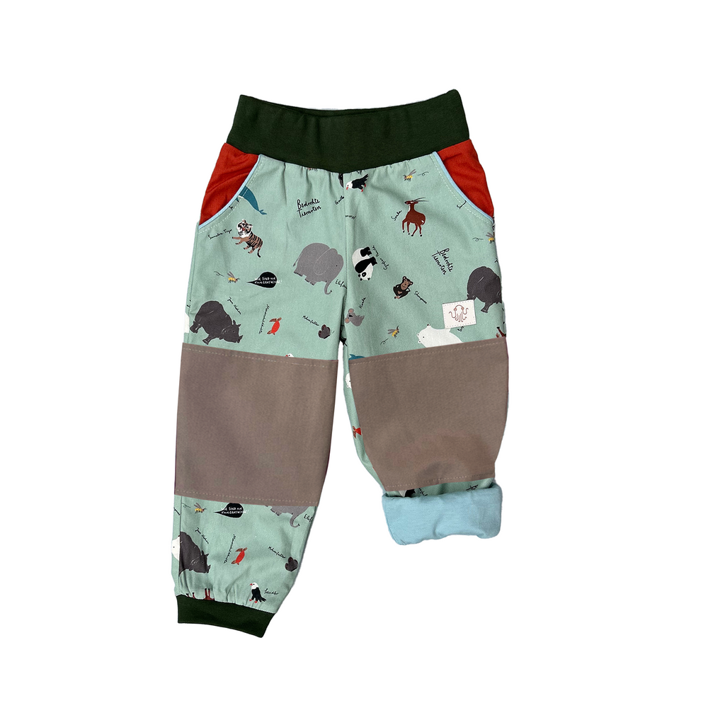 Mitwachsende Kinderhose ganzjährig  | Bio-Popeline | gefährdete Tierarten