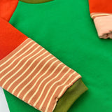 Mitwachsender warmer Pullover Kinder | Bio Baumwolle | Grün Rot Olive