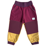 Mitwachsende Kinderhose ganzjährig | Bio-Popeline | Blau-Messing | Bordeaux-Messing
