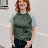 Unisex T-Shirt aus Bio Baumwoll-Jacquard  | Waldgrün - Himmelblau