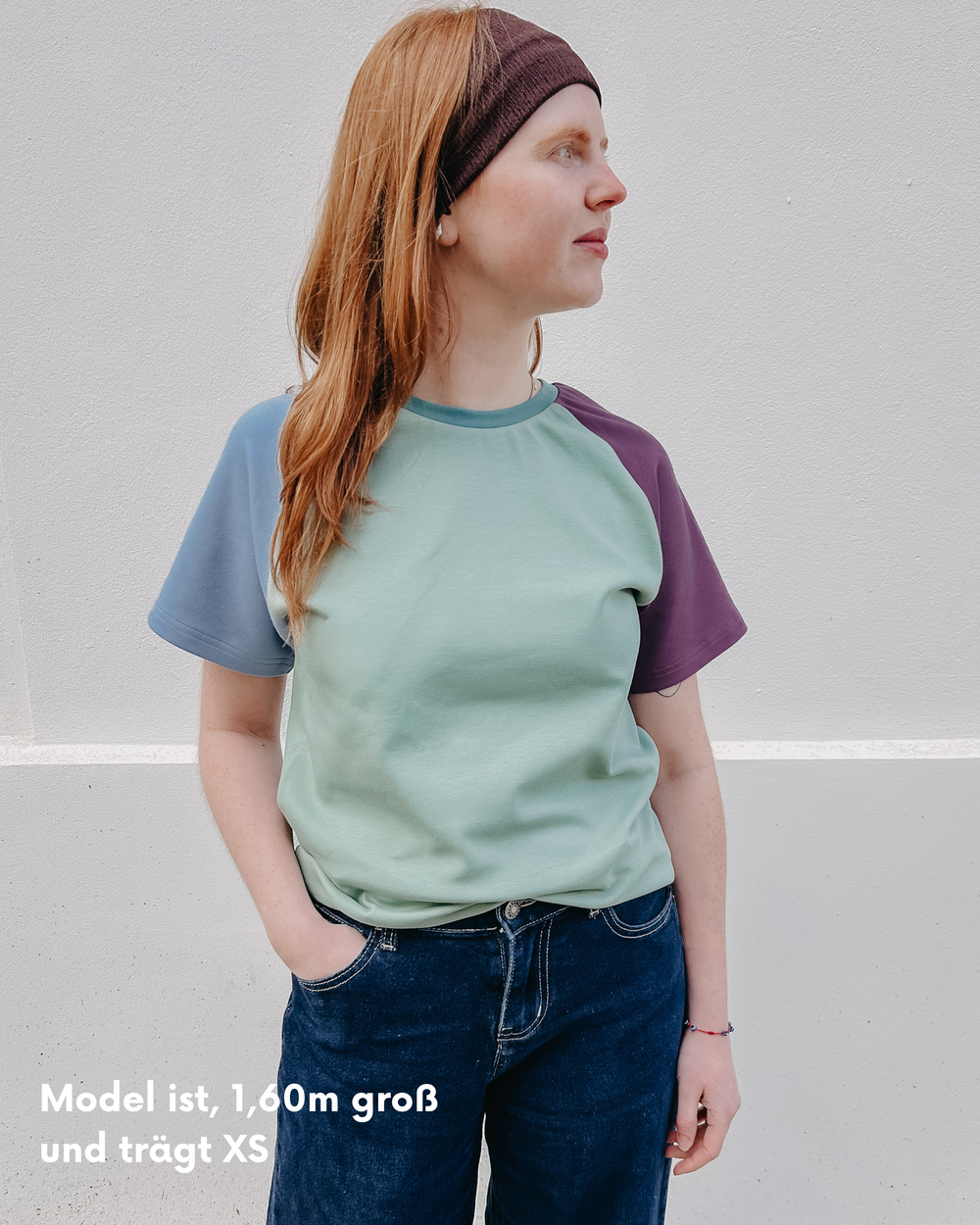 Weiches, langlebiges unisex T-Shirt aus Bio Baumwolle Interlock  | Salbei - Hellblau - Aubergine