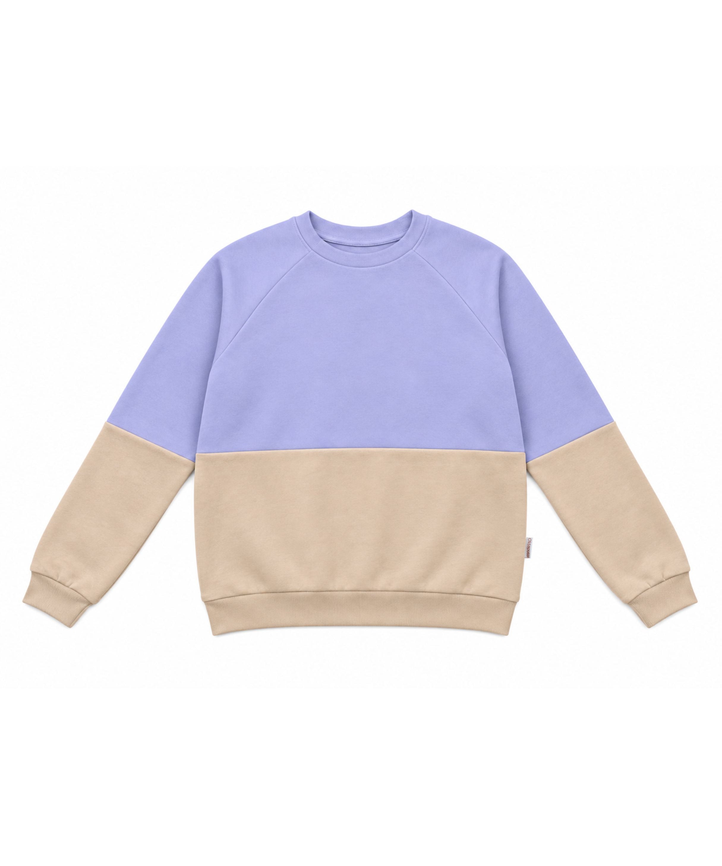 Warmer unisex Pullover aus Bio Baumwoll-Kuschelsweat | Flieder - Dunkelgrau | Ozeanblau - Dunkelgrau | Flieder - Macadamia