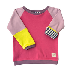 Mitwachsender Sweater Kinder ganzjährig | Bio- Baumwolle | Gelb- Rosa- Pink | Juval