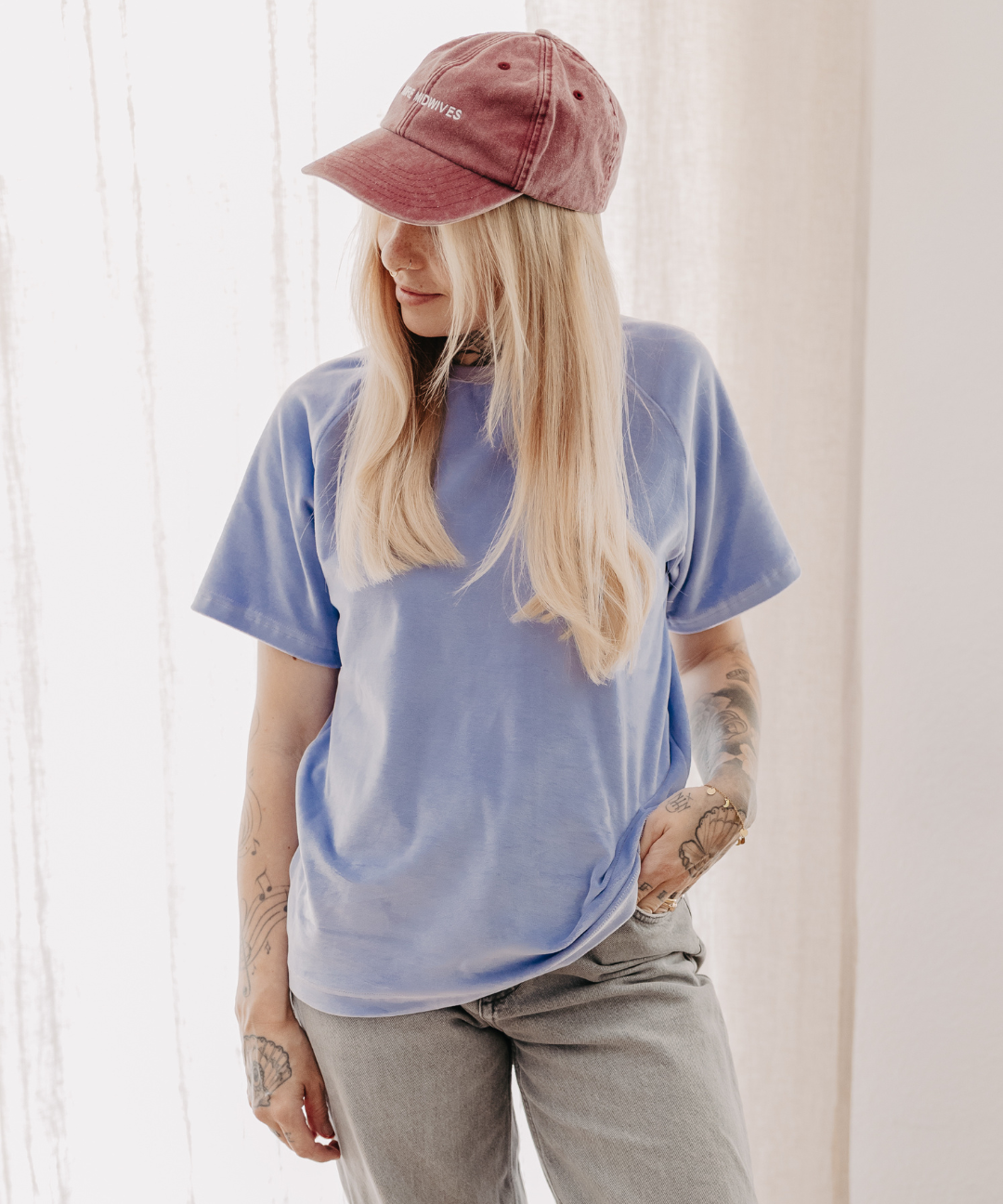 Samtiges unisex T-Shirt aus Bio Nicki | Flieder