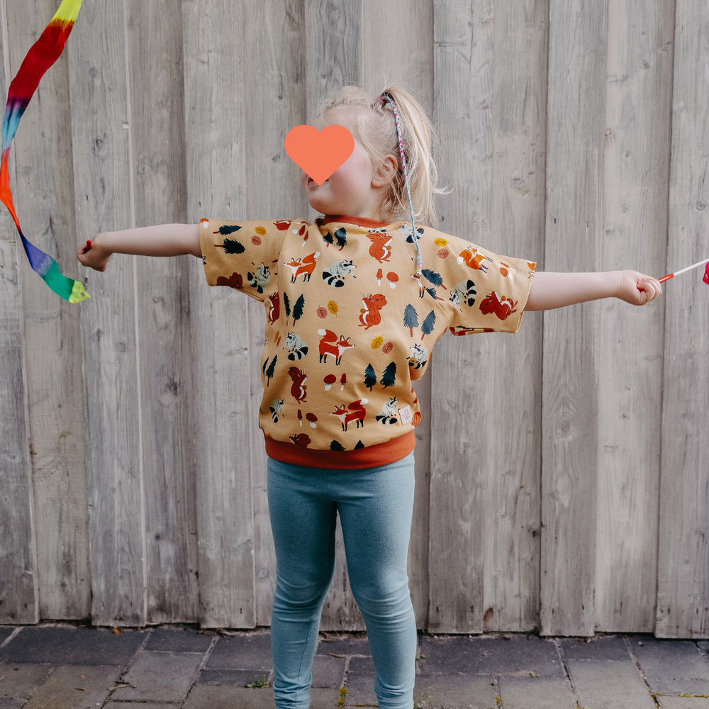Mitwachsendes T-Shirt Kinder | Baumwolljersey | Gelb - Orange | Waldgewusel