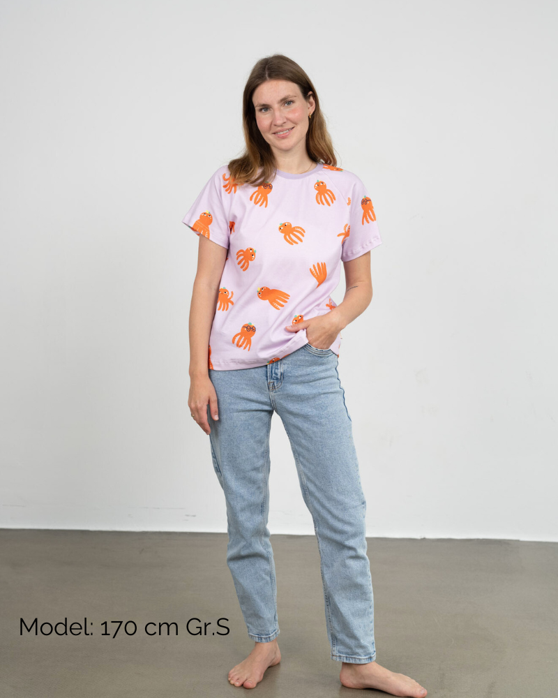Weiches, langlebiges unisex T-Shirt aus Bio Baumwolle Interlock  | Oktopus