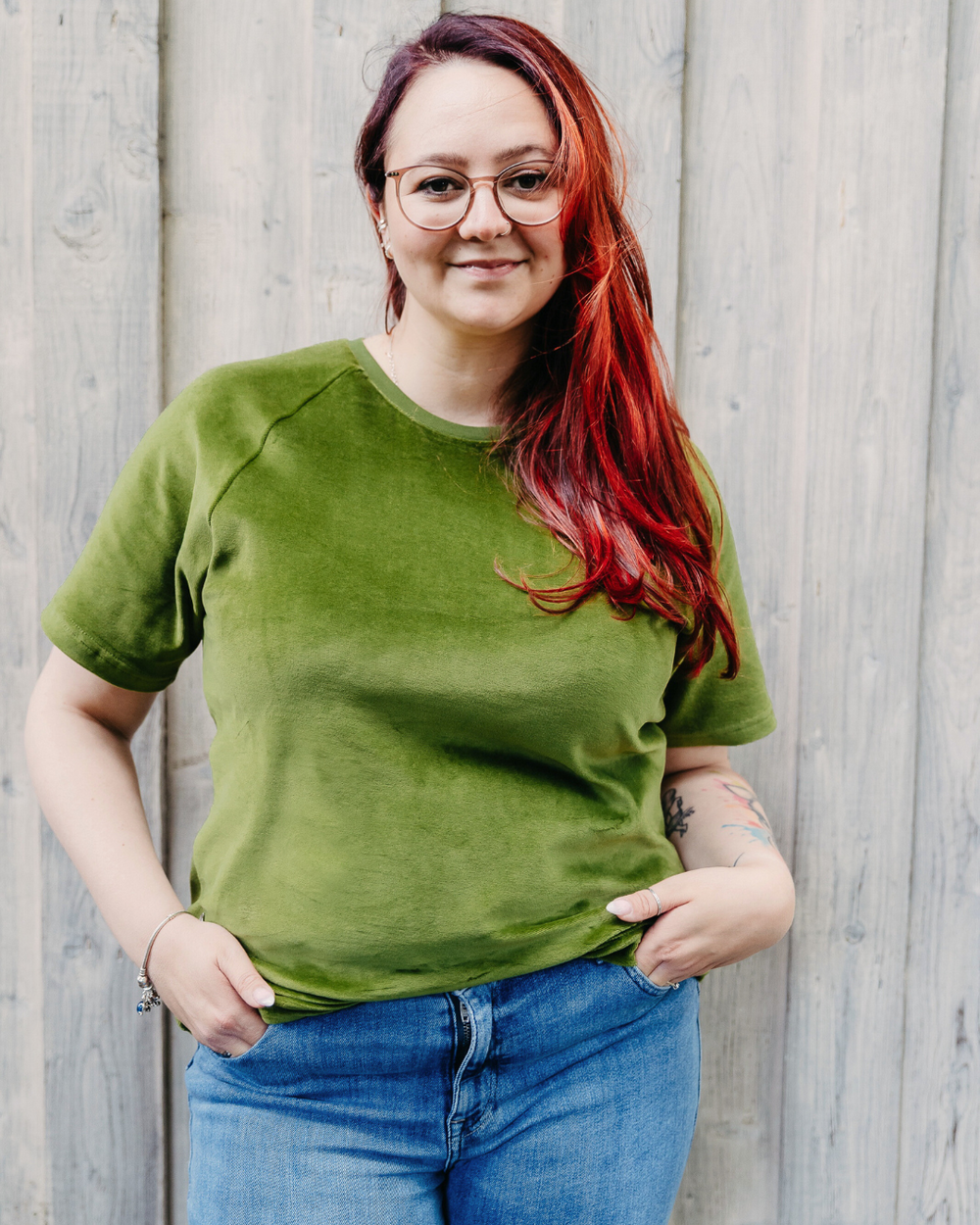 Samtiges unisex T-Shirt aus Bio Nicki | Avocadogrün