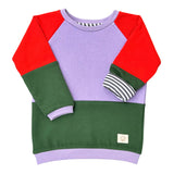 Mitwachsender warmer Pullover Kinder | Bio Baumwolle | Flieder - Waldgrün - Rot