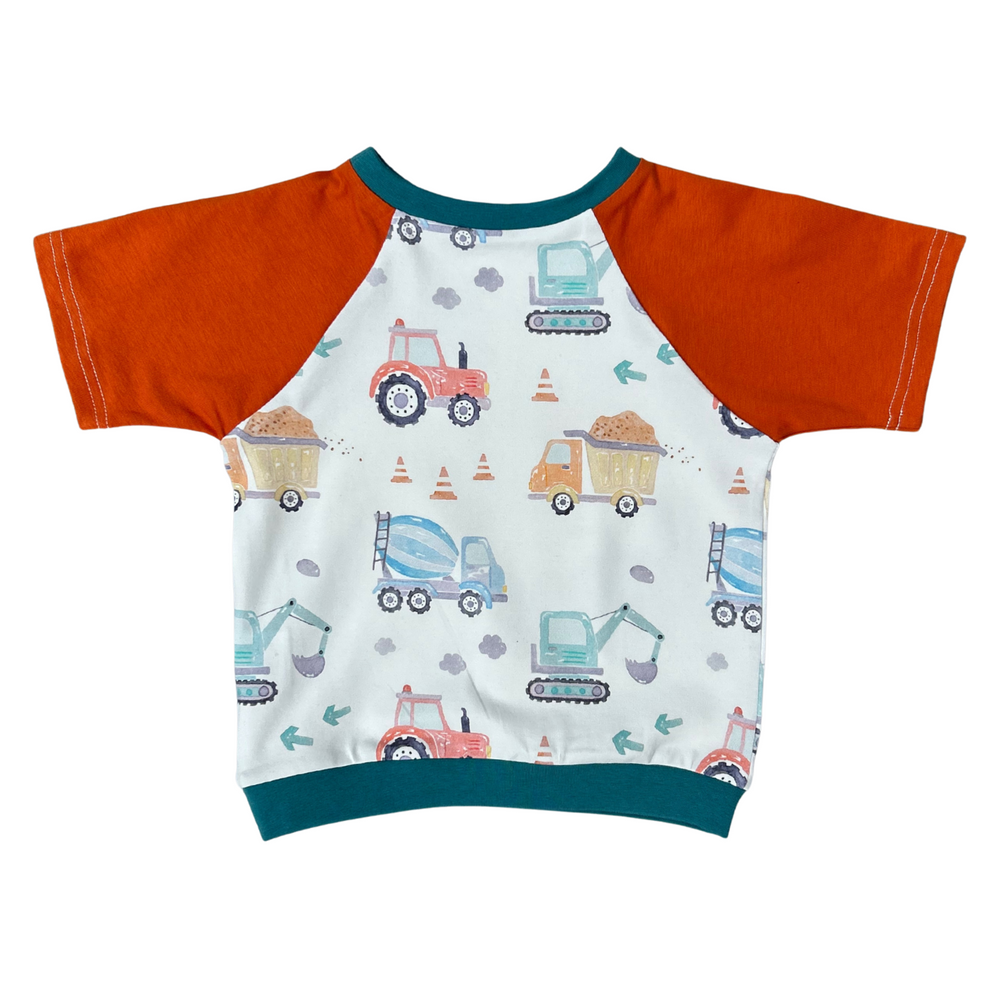 Mitwachsendes T-Shirt Kinder | Baumwolljersey | Baustellenfahrzeuge