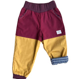 Mitwachsende Kinderhose ganzjährig | Bio-Popeline | Blau-Messing | Bordeaux-Messing