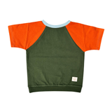 Mitwachsendes T-Shirt Kinder | Baumwolljersey | Waldgrün - Rostorange - Blau