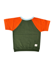 Mitwachsendes T-Shirt Kinder | Baumwolljersey | Waldgrün - Rostorange - Blau