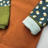 Mitwachsender warmer Pullover Kinder | Bio Baumwolle | Braun - Olive - Muster