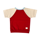 Mitwachsendes T-Shirt Kinder | Baumwolljersey | Rot - Creme - Blau