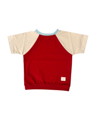 Mitwachsendes T-Shirt Kinder | Baumwolljersey | Rot - Creme - Blau
