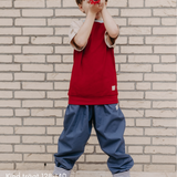 Mitwachsendes T-Shirt Kinder | Baumwolljersey | Rot - Creme - Blau