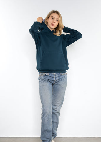 Unisex Hoodie Erwachsene aus fairer Bio Baumwolle | Petrol Flieder