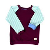 Mitwachsendes leichtes Langarmshirt aus Bio Baumwolljersey Kinder | Pflaume- Hellblau